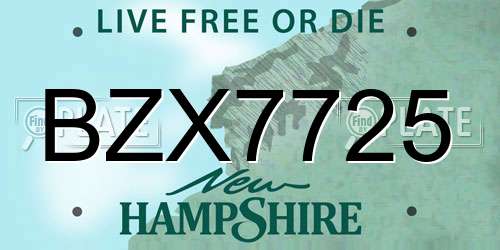 BZX7725 New Hampshire License Plate