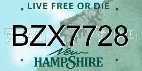 BZX7728 New Hampshire License Plate
