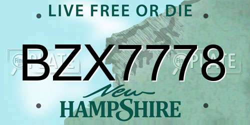 BZX7778 New Hampshire License Plate