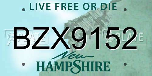 BZX9152 New Hampshire License Plate