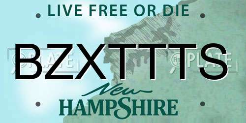 BZXTTTS New Hampshire License Plate