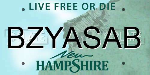 BZYASAB New Hampshire License Plate