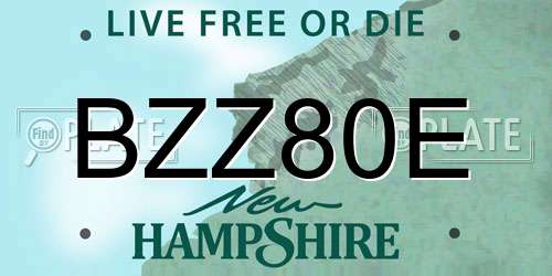 BZZ80E New Hampshire License Plate