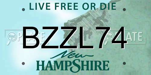 BZZL74 New Hampshire License Plate