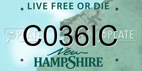 C036IC New Hampshire License Plate