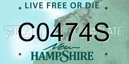 C0474S New Hampshire License Plate