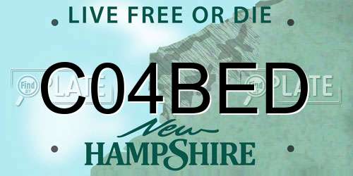 C04BED New Hampshire License Plate