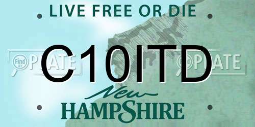 C10ITD New Hampshire License Plate