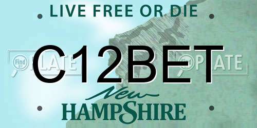 C12BET New Hampshire License Plate