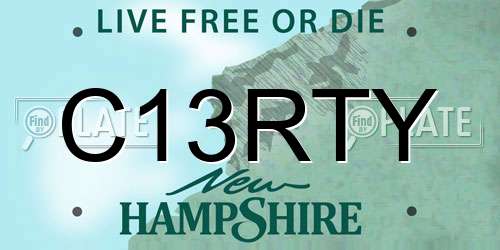 C13RTY New Hampshire License Plate
