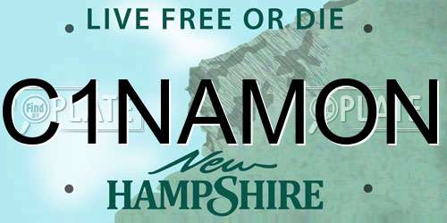 C1NAMON New Hampshire License Plate