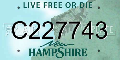 C227743 New Hampshire License Plate