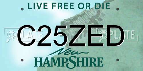 C25ZED New Hampshire License Plate
