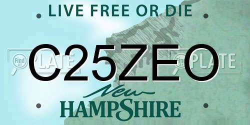 C25ZEO New Hampshire License Plate