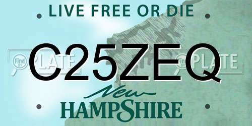 C25ZEQ New Hampshire License Plate