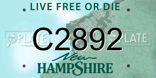 C2892 New Hampshire License Plate