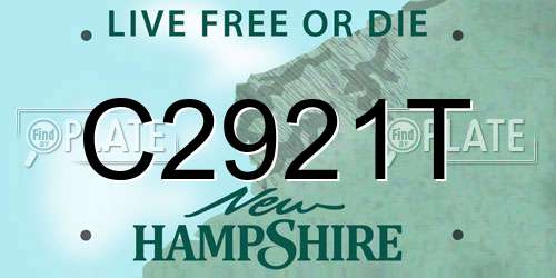 C2921T New Hampshire License Plate