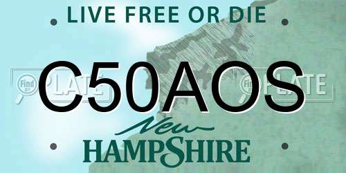 C50AOS New Hampshire License Plate