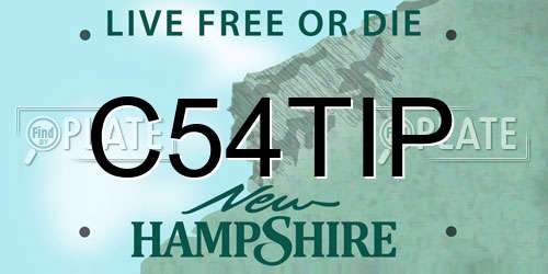 C54TIP New Hampshire License Plate