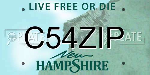 C54ZIP New Hampshire License Plate