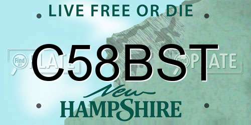 C58BST New Hampshire License Plate