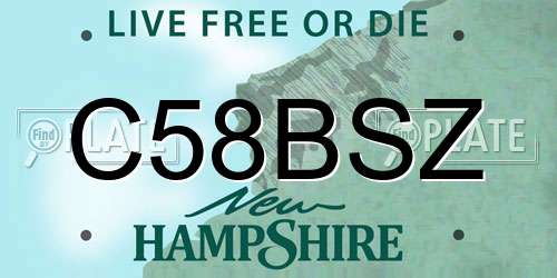 C58BSZ New Hampshire License Plate
