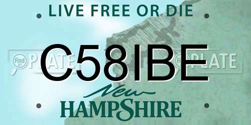 C58IBE New Hampshire License Plate