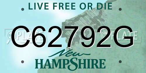 C62792G New Hampshire License Plate