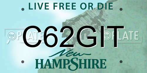 C62GIT New Hampshire License Plate