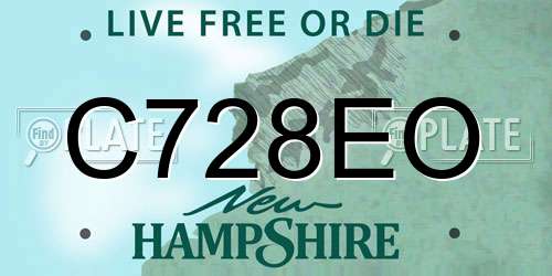 C728EO New Hampshire License Plate