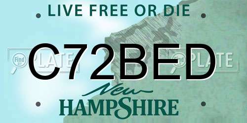 C72BED New Hampshire License Plate