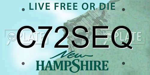 C72SEQ New Hampshire License Plate