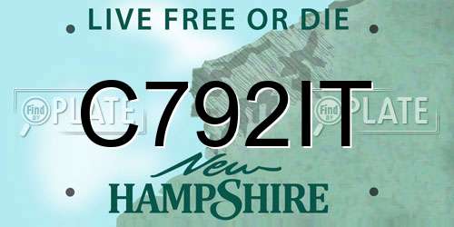C792IT New Hampshire License Plate