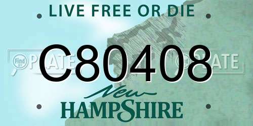 C80408 New Hampshire License Plate