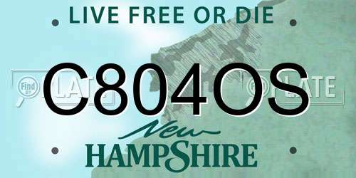 C804OS New Hampshire License Plate