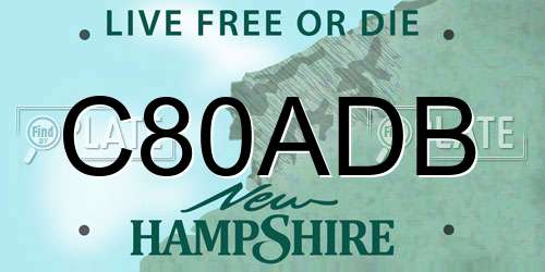 C80ADB New Hampshire License Plate
