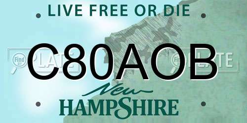 C80AOB New Hampshire License Plate