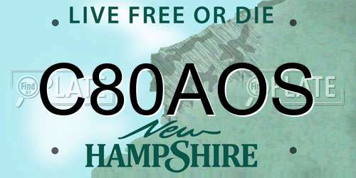 C80AOS New Hampshire License Plate