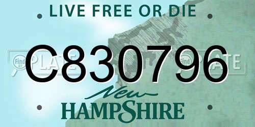 C830796 New Hampshire License Plate