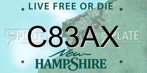 C83AX New Hampshire License Plate