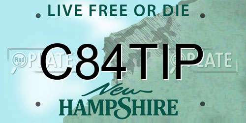 C84TIP New Hampshire License Plate