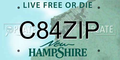 C84ZIP New Hampshire License Plate