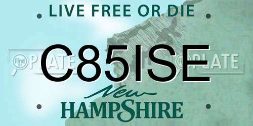 C85ISE New Hampshire License Plate