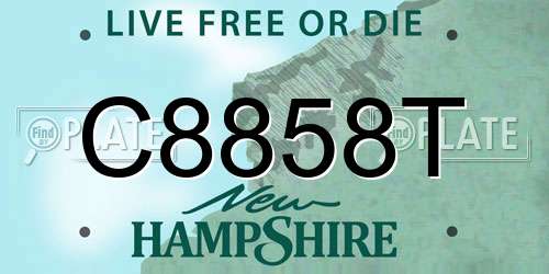 C8858T New Hampshire License Plate