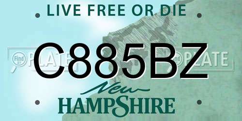 C885BZ New Hampshire License Plate
