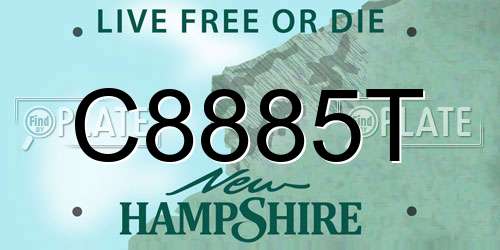 C8885T New Hampshire License Plate