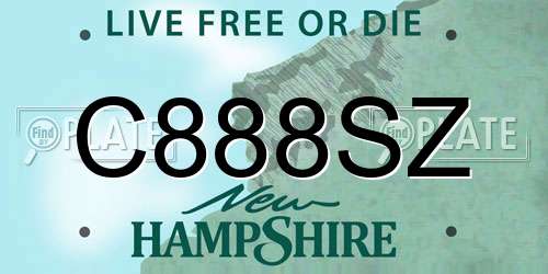 C888SZ New Hampshire License Plate