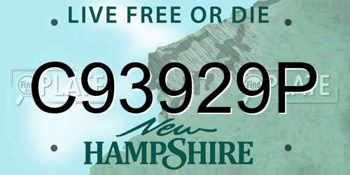 C93929P New Hampshire License Plate