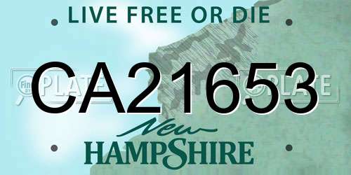 CA21653 New Hampshire License Plate
