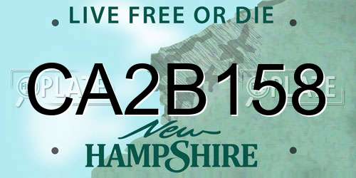 CA2B158 New Hampshire License Plate